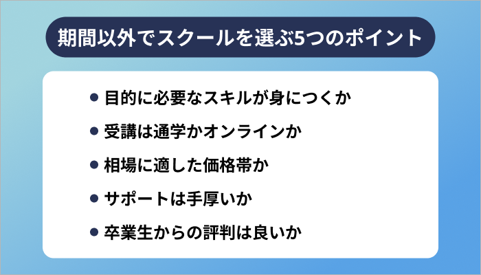 期間以外でプログラミングスクールを選ぶ5つのポイント
