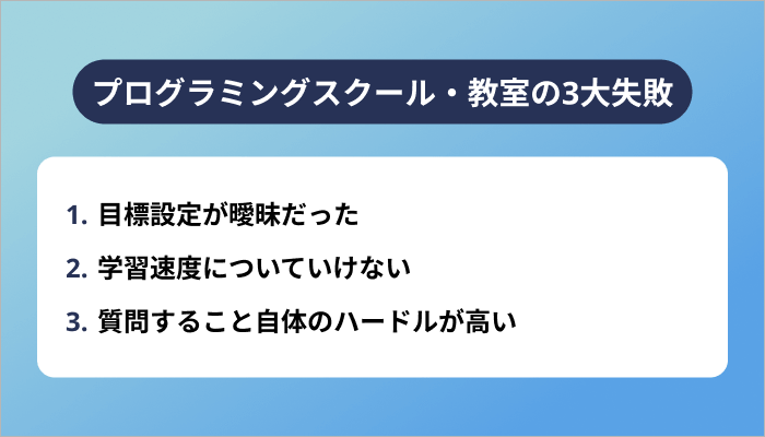 プログラミングスクール・教室の3大失敗あるある