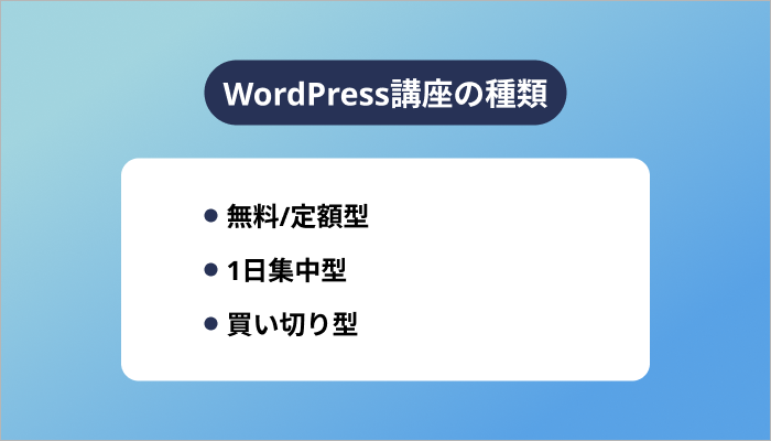 WordPress講座の種類