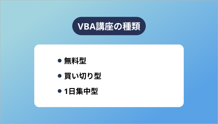 VBA講座の種類