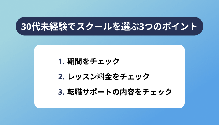 30代未経験でプログラミングスクールを選ぶ3つのポイント