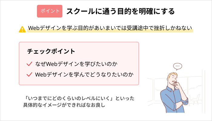 Webデザインスクール受講を無駄にしないポイント：スクールに通う目的を明確にする