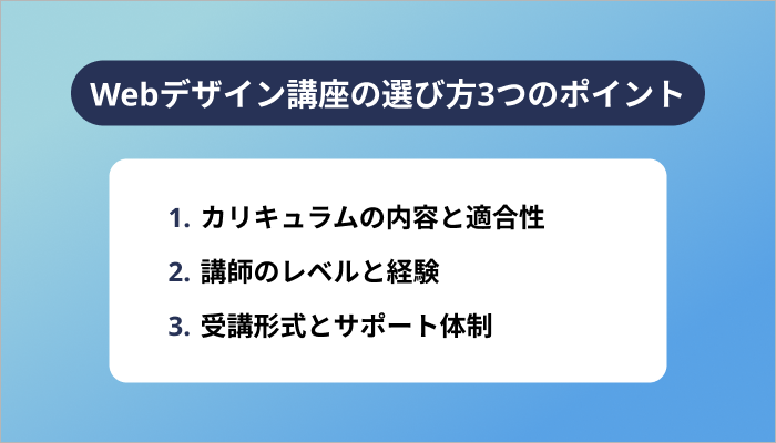 Webデザイン講座の選び方3つのポイント