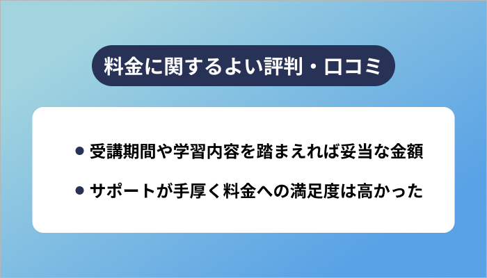 ランテックの料金に関するよい評判