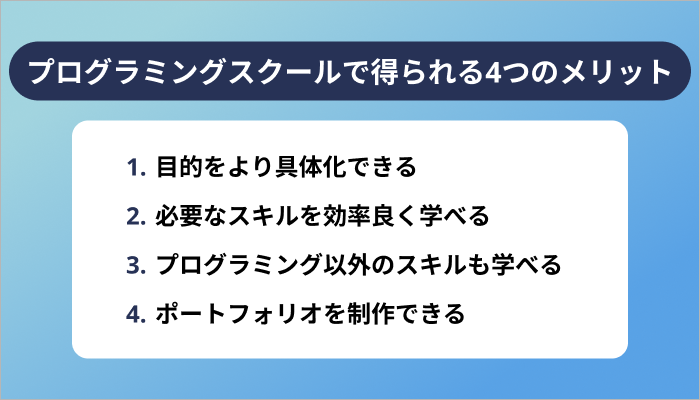 プログラミングスクールに通う4つのメリット