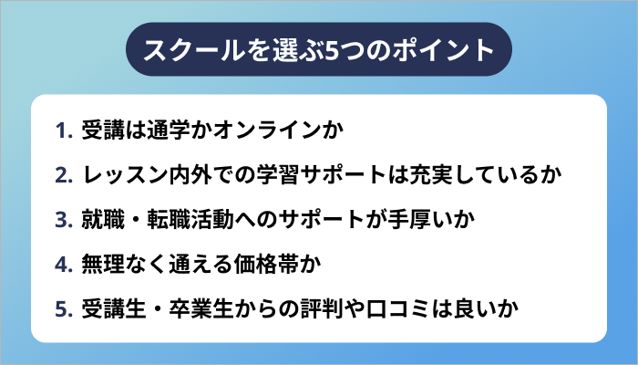 ネットワークエンジニアスクールを選ぶ5つのポイント