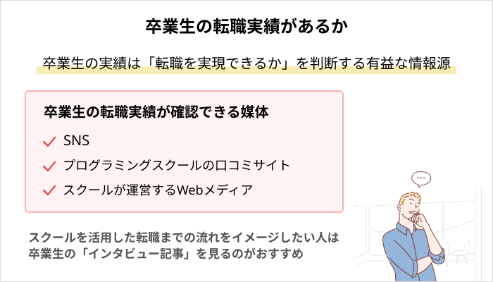 プログラミングスクールの選び方：卒業生の転職実績があるか