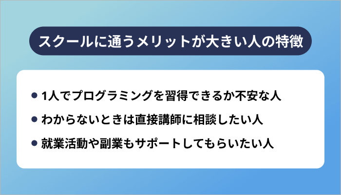 プログラミングスクールに通うメリットが大きい人の特徴