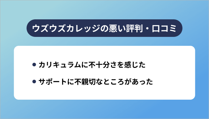 ウズウズカレッジの悪い評判・口コミ