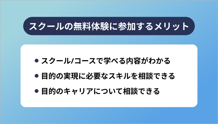 スクールの無料体験に参加するメリット