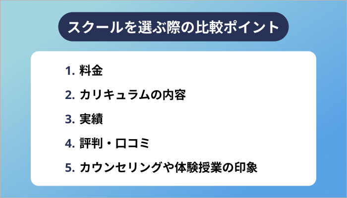 スクールを選ぶ際の比較ポイント