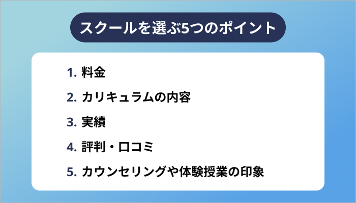 スクールを選ぶ5つのポイント