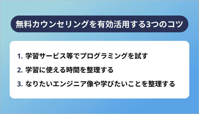 プログラミングスクールの無料カウンセリングを有効活用する3つのコツ