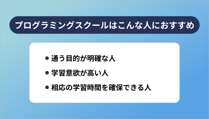 プログラミングスクールはこんな人におすすめ