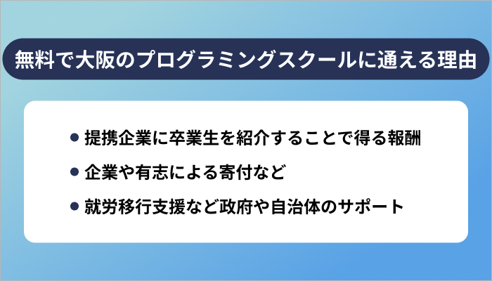 なぜ無料で大阪のプログラミングスクールに通えるのか