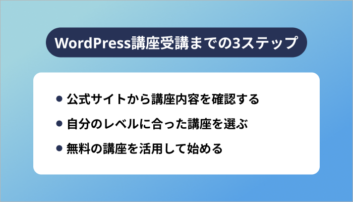 WordPress講座受講までの3ステップ