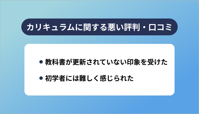 Winスクールの「カリキュラム」に関する悪い評判