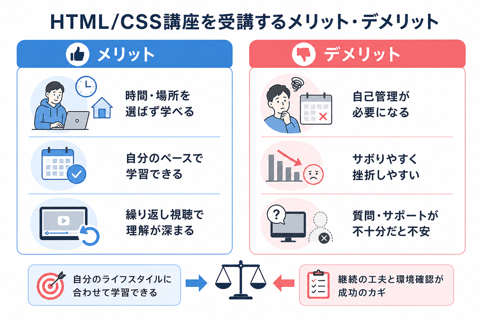 HTML/CSS講座を受講するメリット・デメリット
