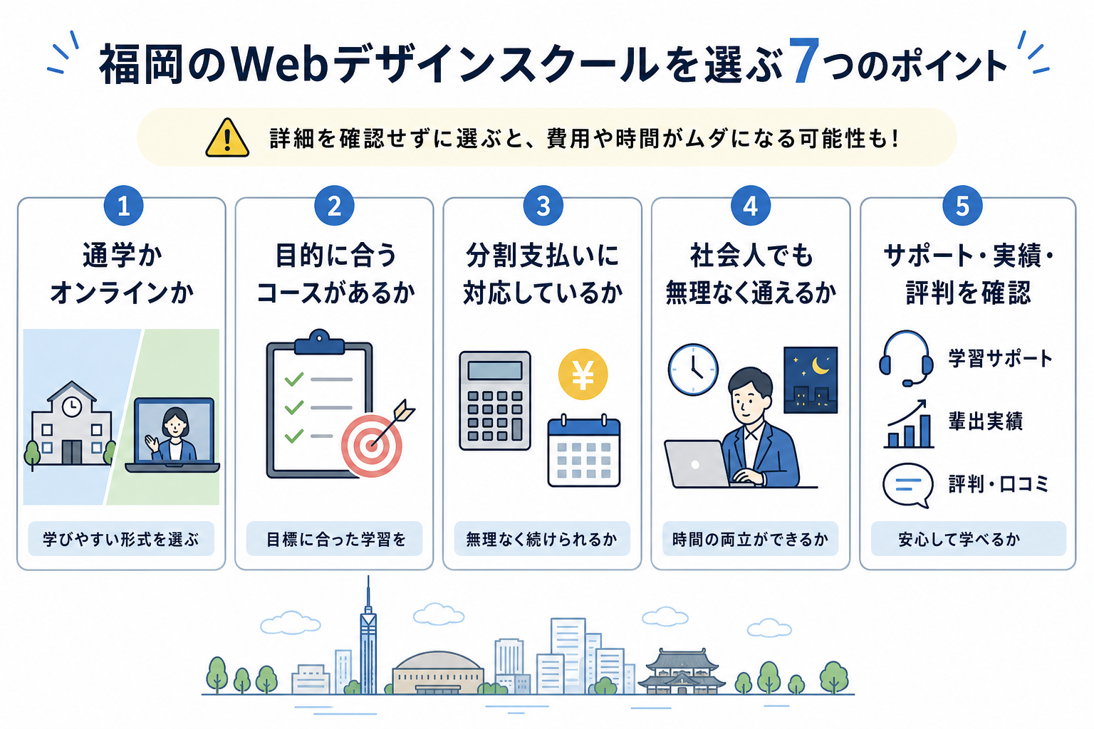 福岡のWebデザインスクールを選ぶ7つのポイント